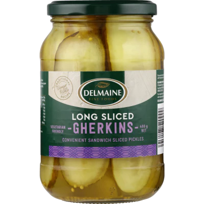 Delmaine Long Sliced Gherkins 480g