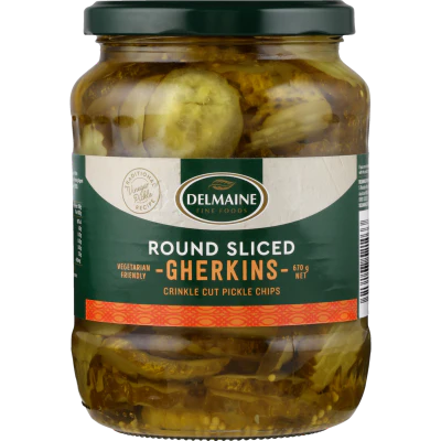 Delmaine Round Sliced Gherkins 670g