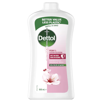 Dettol Peony & Cherry Blossom Antibacterial Liquid Hand Wash Refill 950ml
