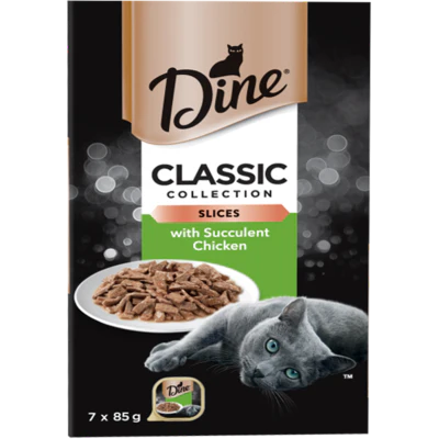 Dine Classic Collection Slices With Succulent Chicken Wet Cat Food 595g
