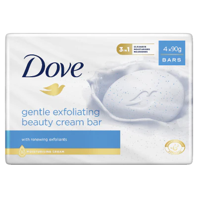 Dove Gentle Exfoliating Beauty Cream Bar Soap 4 x 90g