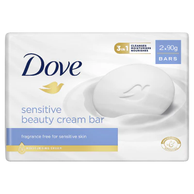 Dove Sensitive Beauty Cream Bar Soap 2 x 90g