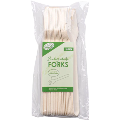 Eco Cook Biodegradable Sugarcane Bagasse Forks 20pk