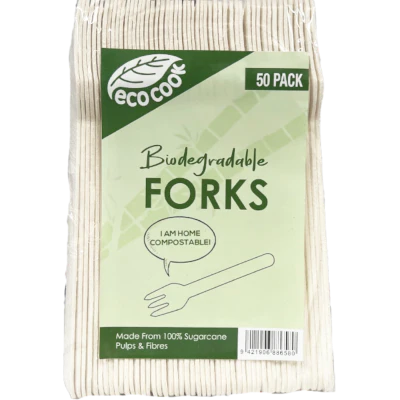 Eco Cook Biodegradable Sugarcane Bagasse Forks 50pk