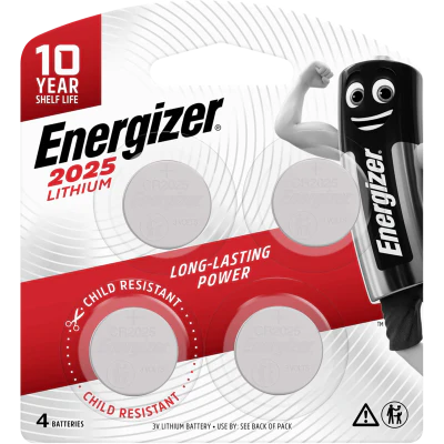 Energizer 2025 Miniature Lithium Coin Battery 4pk