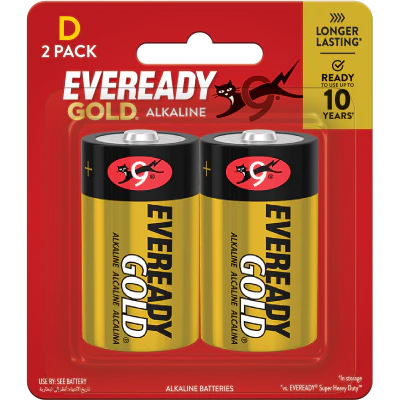 Eveready Gold Alkaline D Battery 2pk