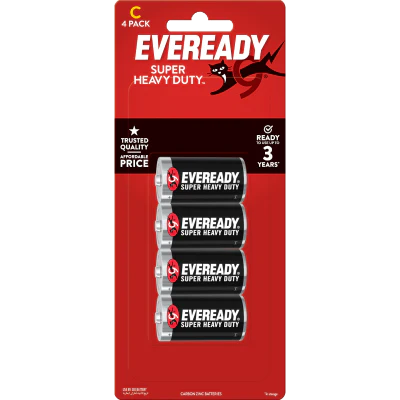 Eveready Super Heavy Duty C Battery 4pk
