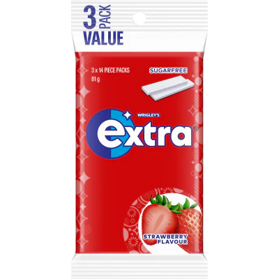 Extra Strawberry Flavour Sugar free Chewing Gum 81g