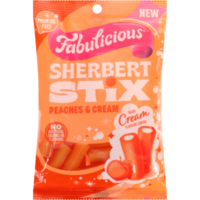 Fabulicious Peaches & Cream Sherbert Stix 180g