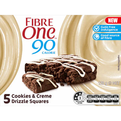 Fibre One Cookies & Creme Drizzle Squares 120g