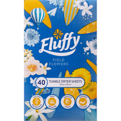 Fluffy Field Flowers Fabric Softener Dryer Sheets 40pk