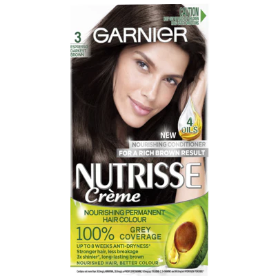 Garnier Nutrisse 3 Espresso Darkest Brown Hair Colour 1pk