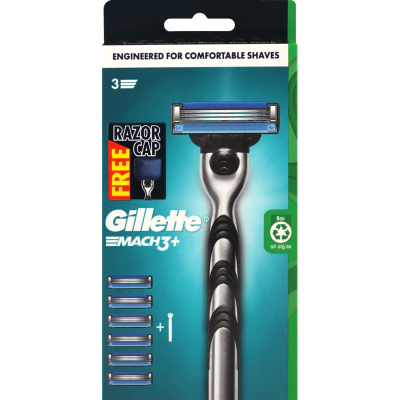 Gillette Mach3+ Razor with 6 Cartridges 1pk