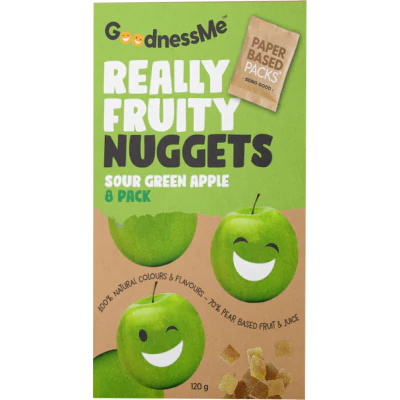 GoodnessMe Sour Green Apple Nuggets Fruit Snack 120g
