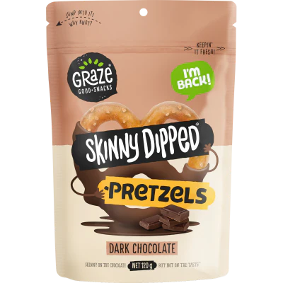 Graze Skinny Dipped Dark Chocolate Pretzels 120g