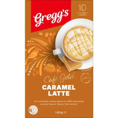 Gregg's Cafe Gold Coffee Caramel Latte Sachets 10 x 18g