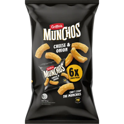 Griffin's Munchos Cheese & Onion Cereal Snacks 6 x 14g
