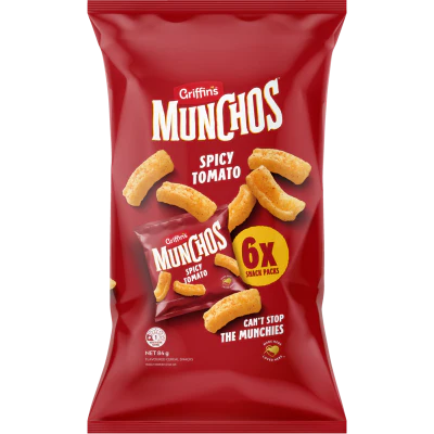 Griffin's Munchos Spicy Tomato Cereal Snacks 6 x 14g