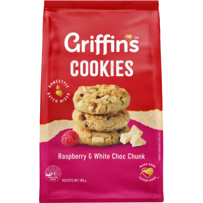 Griffin's Raspberry & White Choc Chunk Cookies 200g