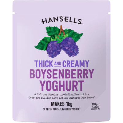 Hansells Thick And Creamy Boysenberry Yoghurt Mix 220g