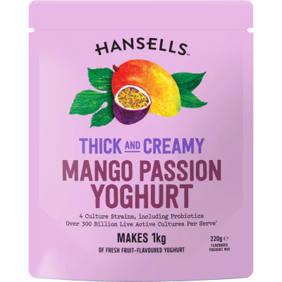 Hansells Thick And Creamy Mango Passion Yoghurt Mix 220g