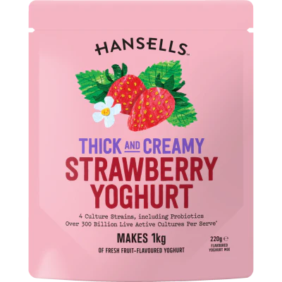 Hansells Thick And Creamy Strawberry Yoghurt Mix 220g