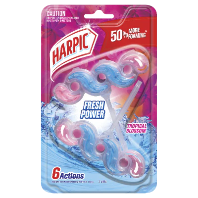 Harpic Fresh Power Tropical Blossom Toilet Block Cleaner 2pk