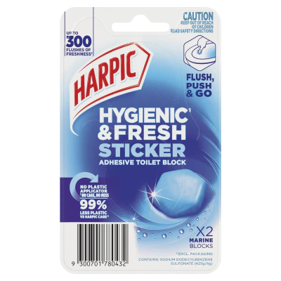Harpic Hygienic & Fresh Marine Sticker Toilet Block 2pk