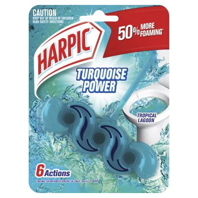 Harpic Turquoise Power Tropical Lagoon Toilet Block Cleaner 1pk
