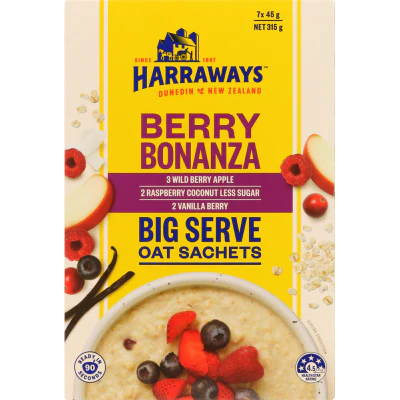 Harraways Berry Bonanza Big Serve Oat Sachets 7 x 45g