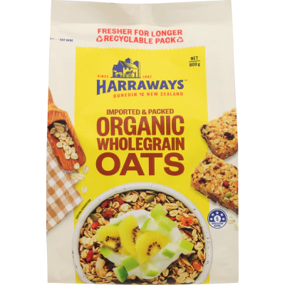 Harraways Organic Wholegrain Oats 800g