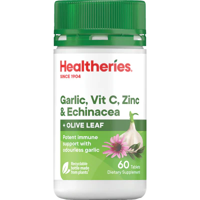Healtheries Garlic Vit C Zinc & Echinacea Tablets 60pk