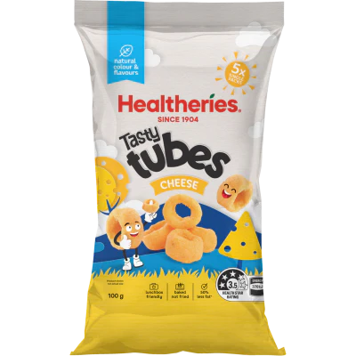Healtheries Tasty Tubes Cheese Multipack Snack Foods 100g