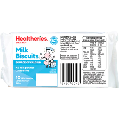 Healtheries Vanilla Flavour Milk Biscuits 210g