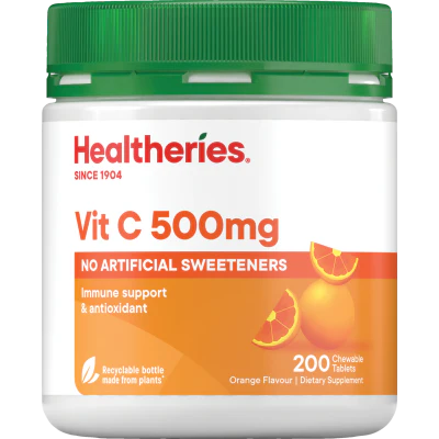 Healtheries Vitamin C 500mg Orange Flavour Chewable Tablets 200pk
