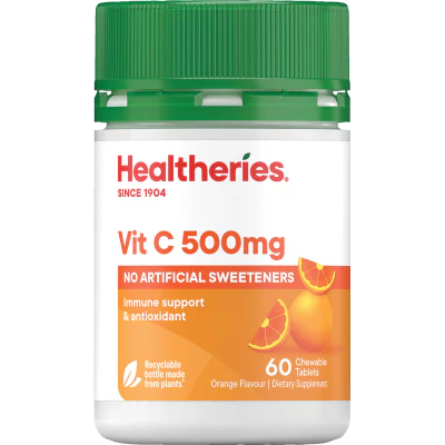 Healtheries Vitamin C 500mg Orange Flavour Chewable Tablets 60pk