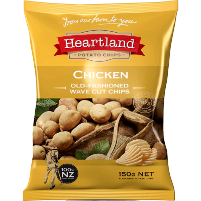 Heartland Chicken Old Fashioned Wave Cut Potato Chips 150g