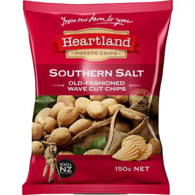 Heartland Southern Salt Old Fashioned Wave Cut Potato Chips 150g