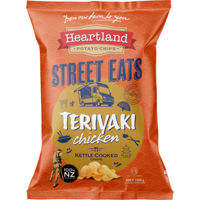 Heartland Street Eats Kettle Cooked Teriyaki Chicken Potato Chips 140g