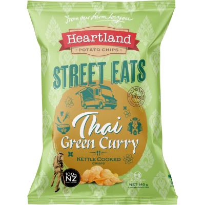 Heartland Street Eats Kettle Cooked Thai Green Curry Potato Chips 140g