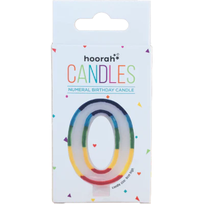 Hoorah Rainbow Numeral Birthday Candle No.0 1pk