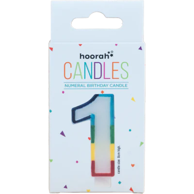 Hoorah Rainbow Numeral Birthday Candle No.1 1pk