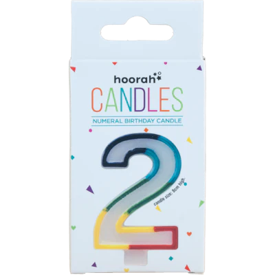 Hoorah Rainbow Numeral Birthday Candle No.2 1pk
