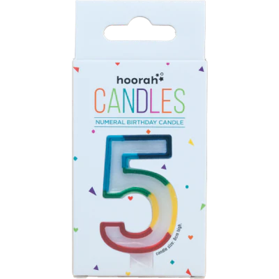 Hoorah Rainbow Numeral Birthday Candle No.5 1pk
