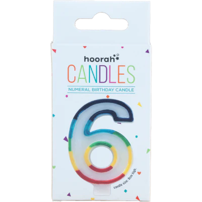 Hoorah Rainbow Numeral Birthday Candle No.6 1pk