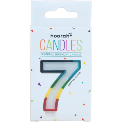Hoorah Rainbow Numeral Birthday Candle No.7 1pk