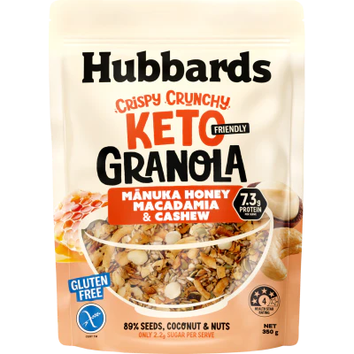 Hubbards Crispy Crunchy Keto Manuka Honey Macadamia & Cashew Granola 350g