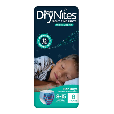 Huggies DryNites Night Time Pants for Boys 8-15 Years 27-57kg 8pk