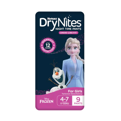 Huggies DryNites Night Time Pants for Girls 4-7 Years 17-30kg 9pk