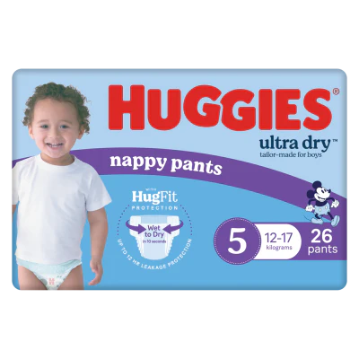 Huggies Ultra Dry Nappy Pants Walker Boy Size 5 12-17kg 26pk